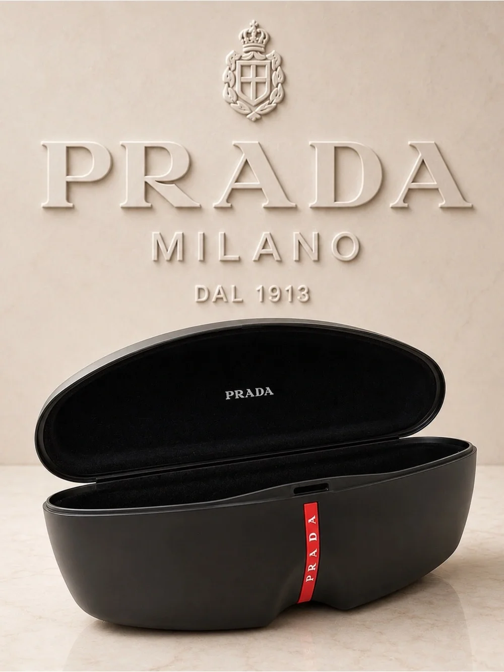 PRADA Sport Sunglasses Case – Hard Shell Black & Red
